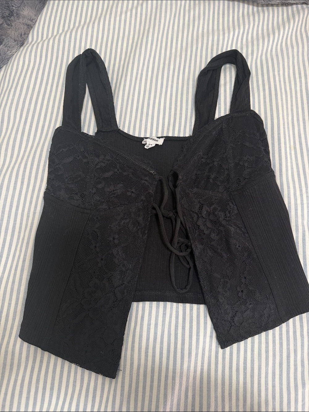 Garage Black Lace-Detail Tank Top